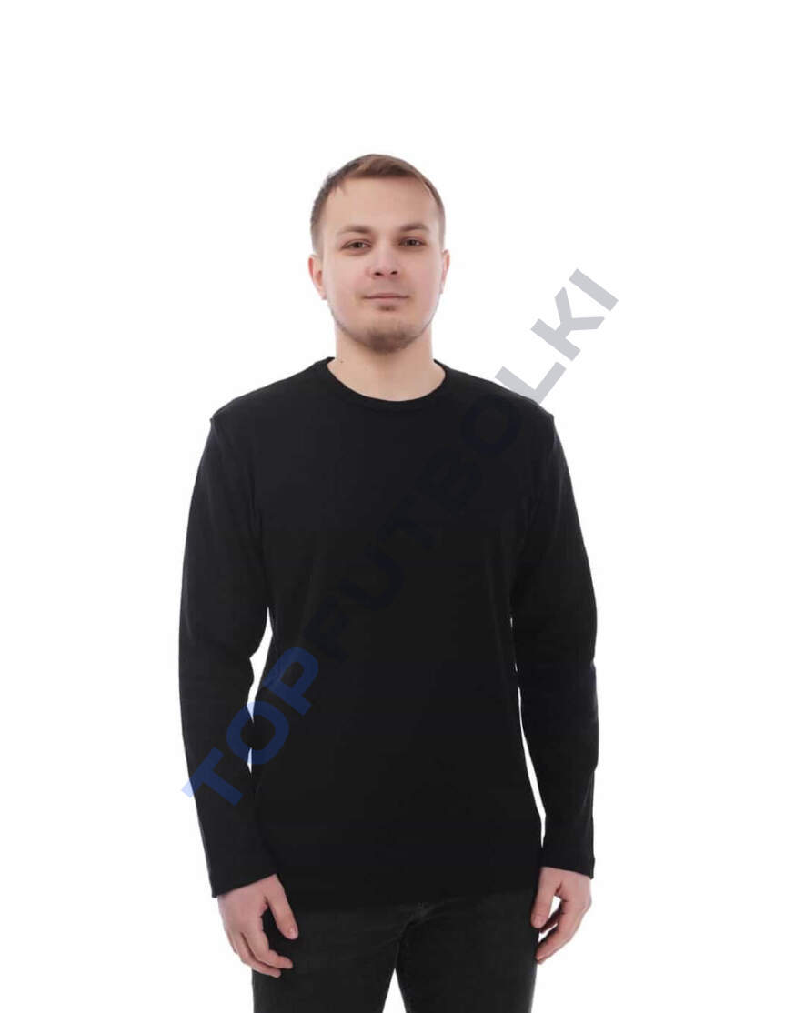 Чёрный мужской лонгслив с лайкрой оптом